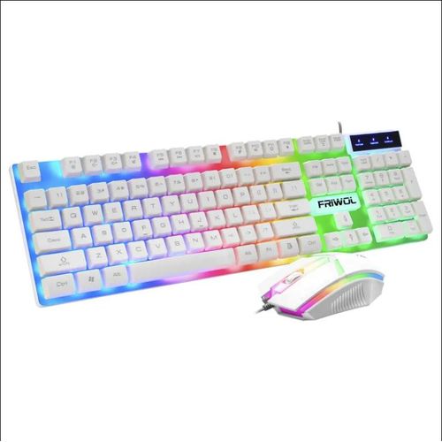 Wired Wired Gaming Keyboard & Mouse Combo - RGB Backlight, Ergonomic, 104-Key, White