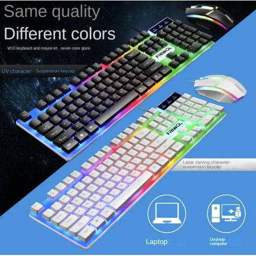Wired Wired Gaming Keyboard & Mouse Combo - RGB Backlight, Ergonomic, 104-Key, White