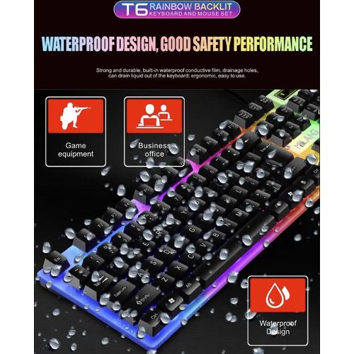 Wired Wired Gaming Keyboard & Mouse Combo - RGB Backlight, Ergonomic, 104-Key, White