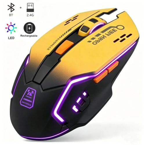 Wireless & Bluetooth Silent Dual-Mode Rechargeable Gradient Color Gaming Mouse