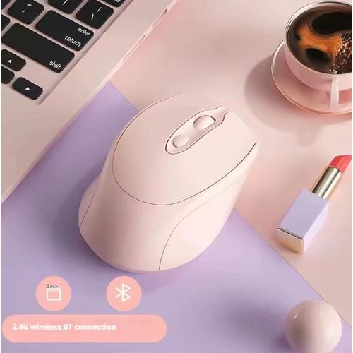Wireless Pink Dual-Mode Rechargeable Mouse - 1600 DPI, USB & Bluetooth