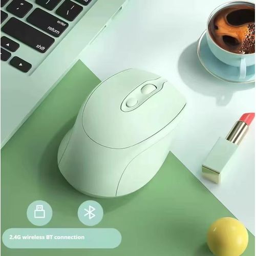 Wireless Green Dual-Mode Bluetooth Mouse - 1600 DPI, Rechargeable, Ergonomic Design