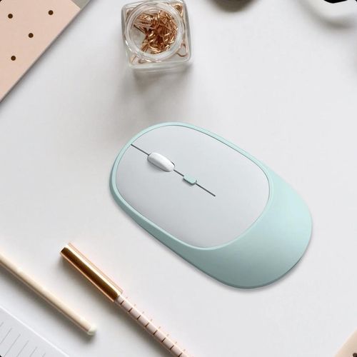 Wireless Bluetooth 2.4G Dual-mode Optical Mouse - Mint Green, Rechargeable, Ergonomic Design
