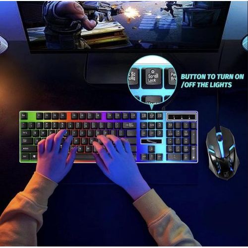 Wired Wired Gaming Keyboard & Mouse Combo - RGB Backlight, Ergonomic, 104-Key, Black