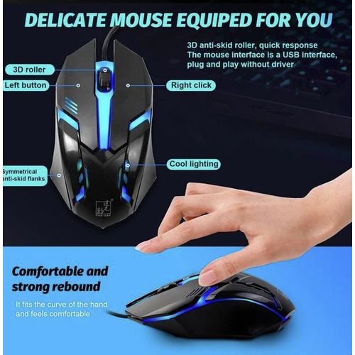 Wired Wired Gaming Keyboard & Mouse Combo - RGB Backlight, Ergonomic, 104-Key, Black