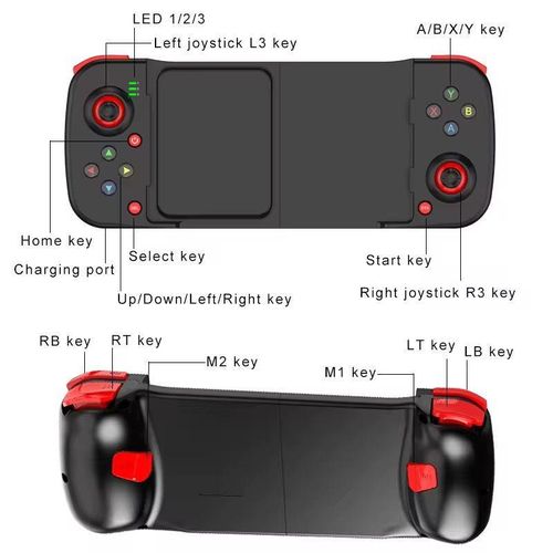 Wireless BT 5.0 Game Controller for Mobile Phone Android IOS Gamepad Joystick Retractable Controller for PUBG PS4 Switch PC - Black