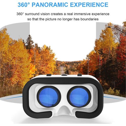 Portable VR Glasses - 3D Virtual Reality Headset, 4.7-6.5" Screen, Bluetooth Remote, Black/White