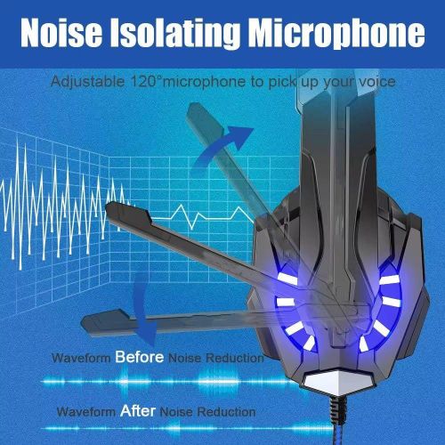 Deep Bass Headphones Over Ear Wired Gaming Headset With Microphone LED Light for PC Xbox One PS4 PS5 with noise cancellation