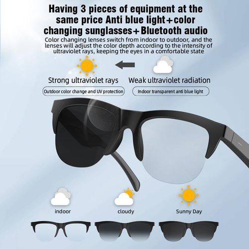 Bluetooth Smart Glasses - Air Conduction Calls & Music with UV Protection
