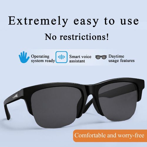 Smart Glasses Bluetooth 5.4, Open-Ear, UV400, 500mAh Battery, Black