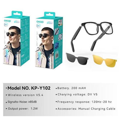 Smart Glasses with Bluetooth, Built-in Speaker & Microphone, Blue Light Filter